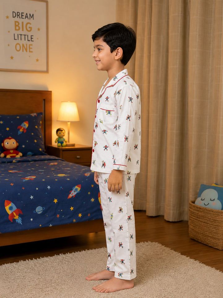 Hero Adventure  Print Long Sleeve Kids Night Suit