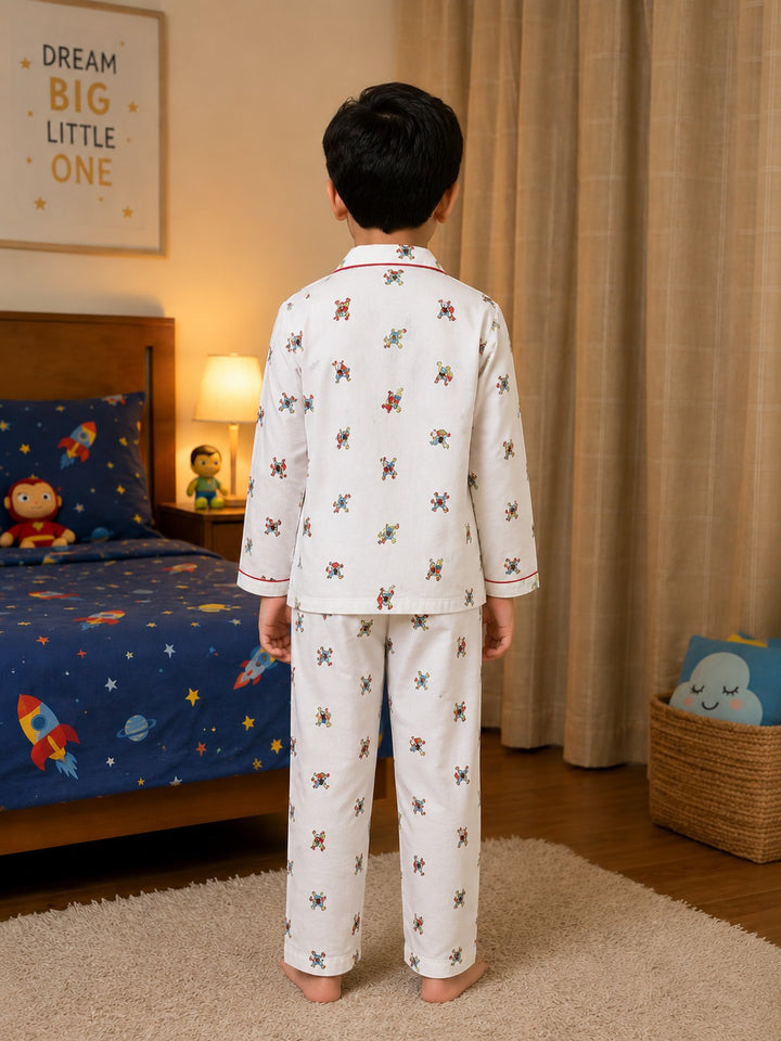 Hero Adventure  Print Long Sleeve Kids Night Suit