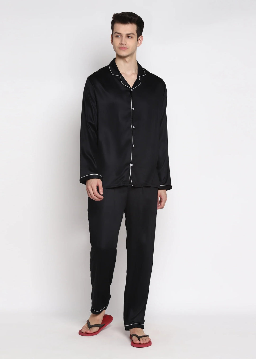 Ultra Soft  Modal Satin Long Sleeve Men's Night Suit