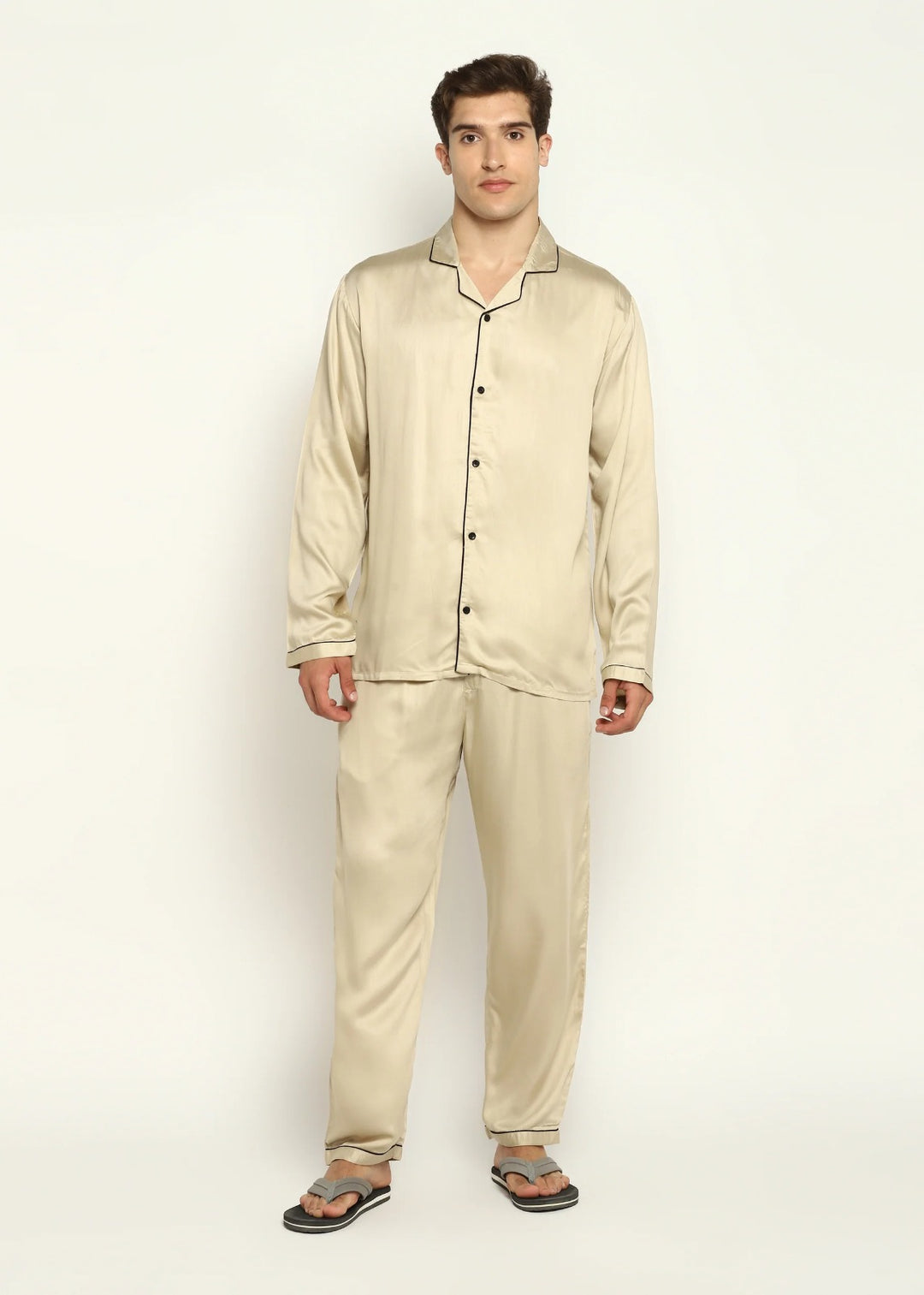 Ultra Soft  Modal Satin Long Sleeve Men's Night Suit