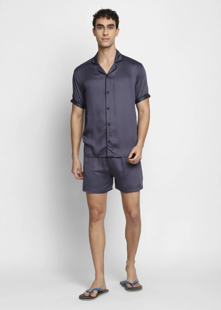 Ultra Soft Modal Satin Short Sleeve Men's Shorts Set