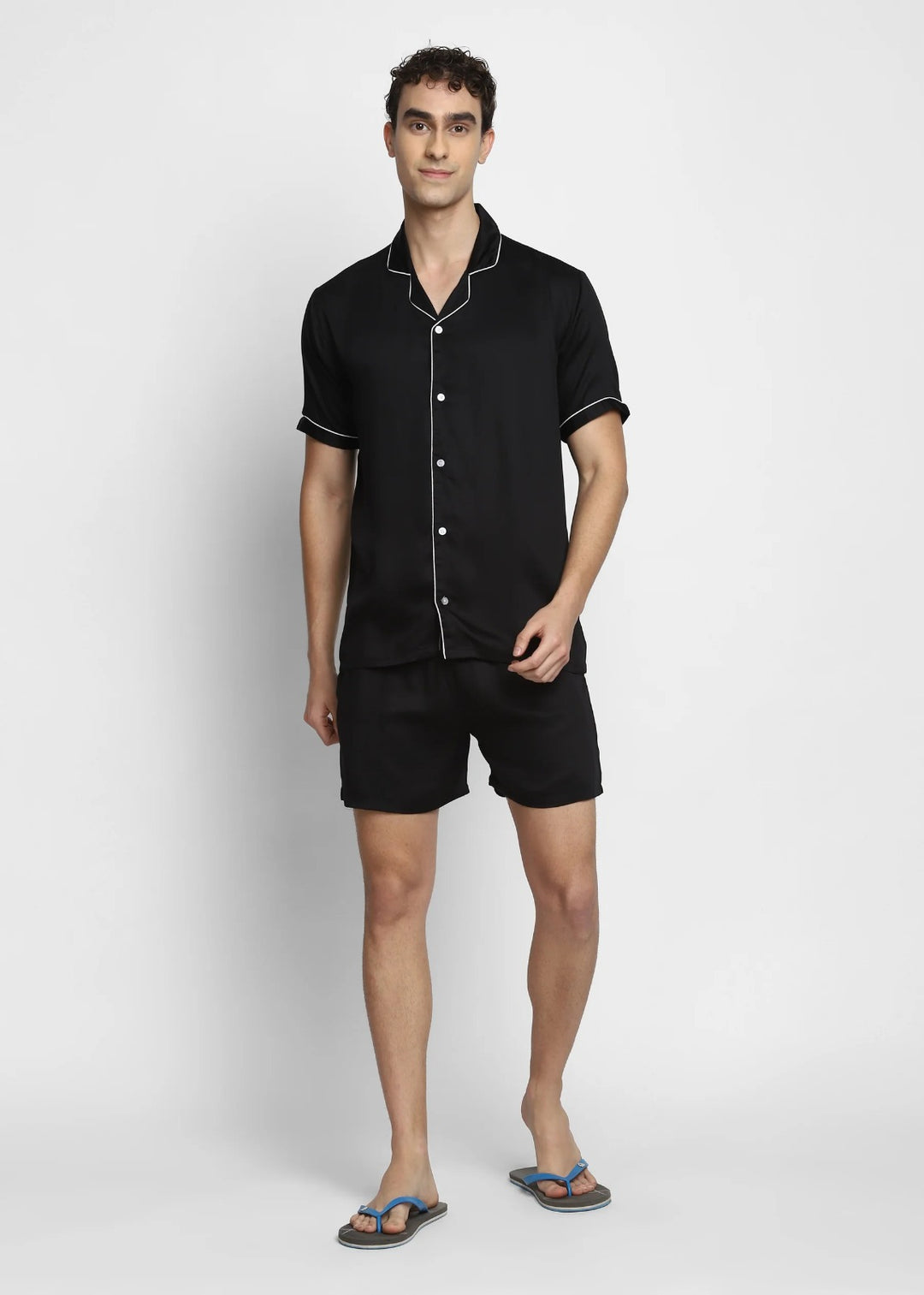 Ultra Soft Modal Satin Short Sleeve Men's Shorts Set