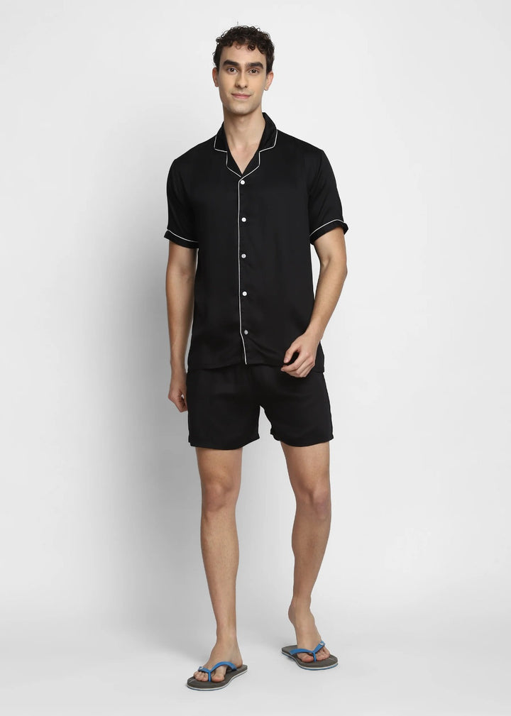Ultra Soft Modal Satin Short Sleeve Men's Shorts Set