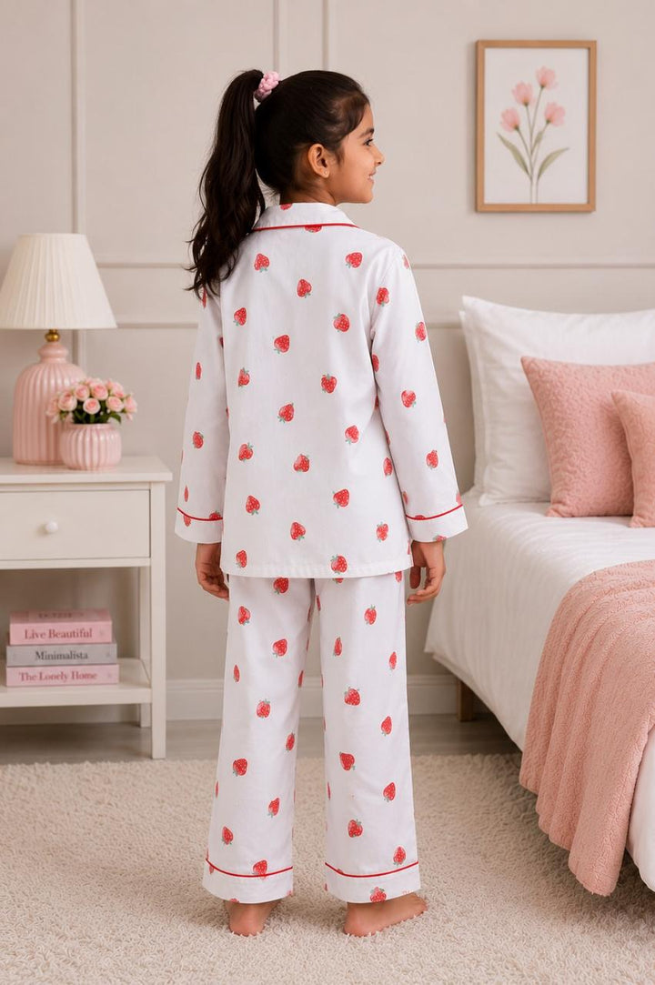 Strawberry Kiss Print  Long Sleeve Night Suit