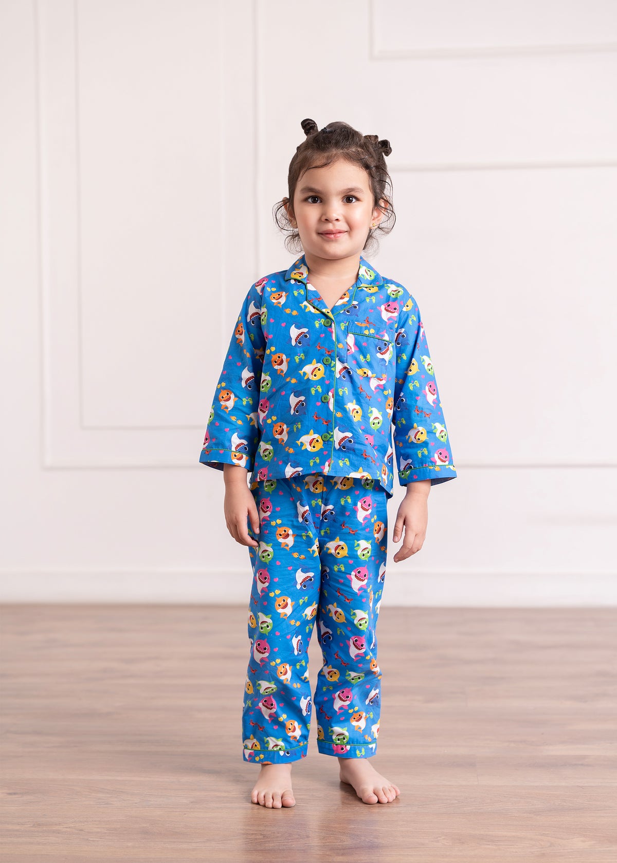 Baby Shark Blue Print Long Sleeve Kids Night Suit