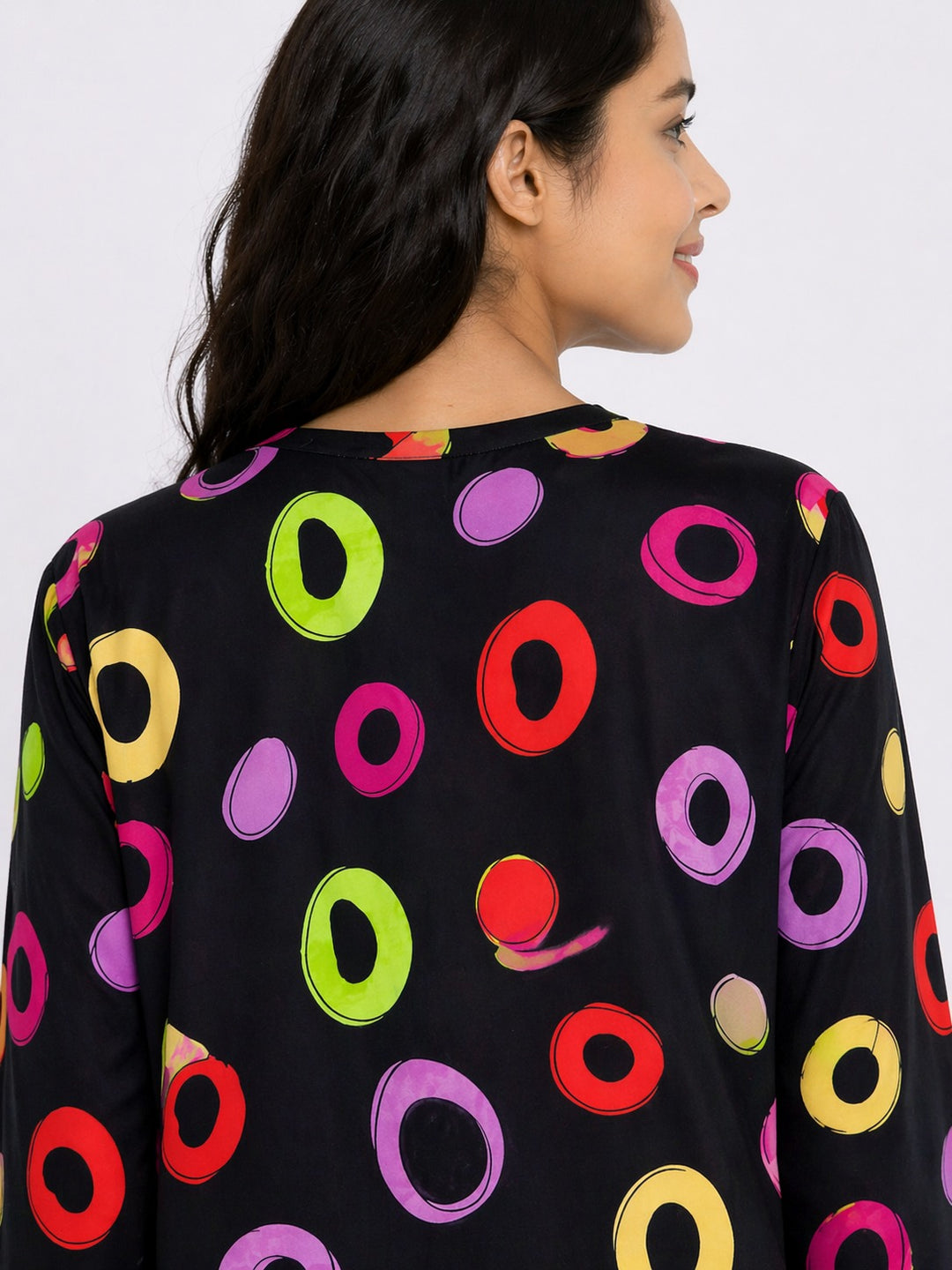 Cosmic Rings V-neck 3/4th sleeve Print Women's Night Suit