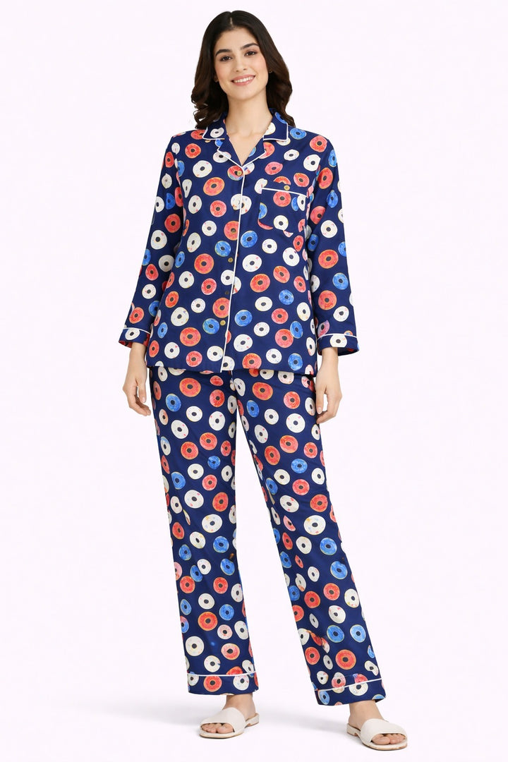 Sugar Rush Sleepwear Print Long Sleeve Women's Night Suit