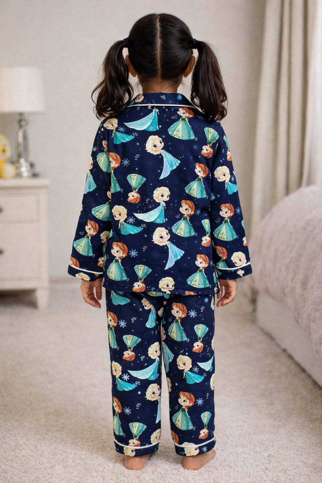Elsa Snow Princess Navy Print Long Sleeve Kids Night Suit