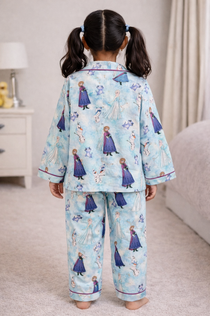 Elsa Snow Princess Print Long Sleeve Kids Night Suit
