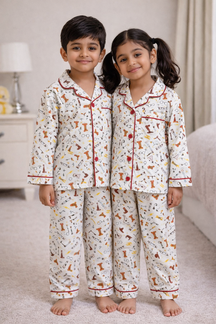 Wizard World Print Long Sleeve Kids Night Suit