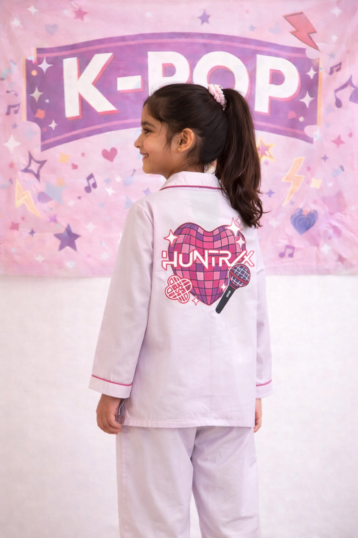Demon Hunters Heart Print Long Sleeve Kids Night Suit