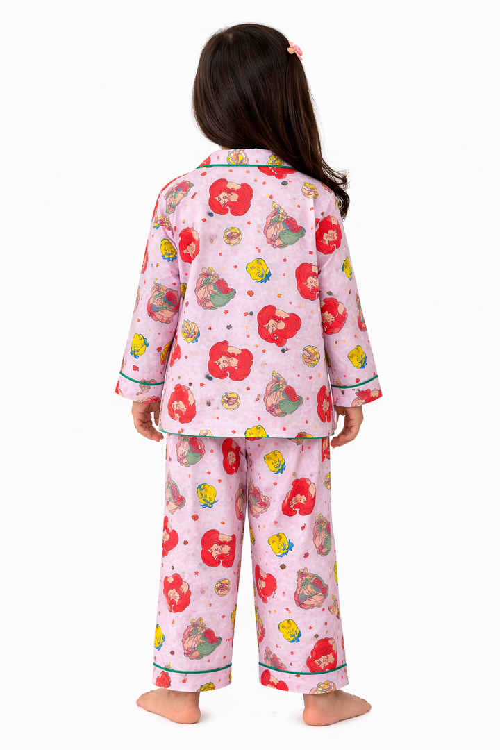 Mermaid Print Long Sleeve Kids Night Suit