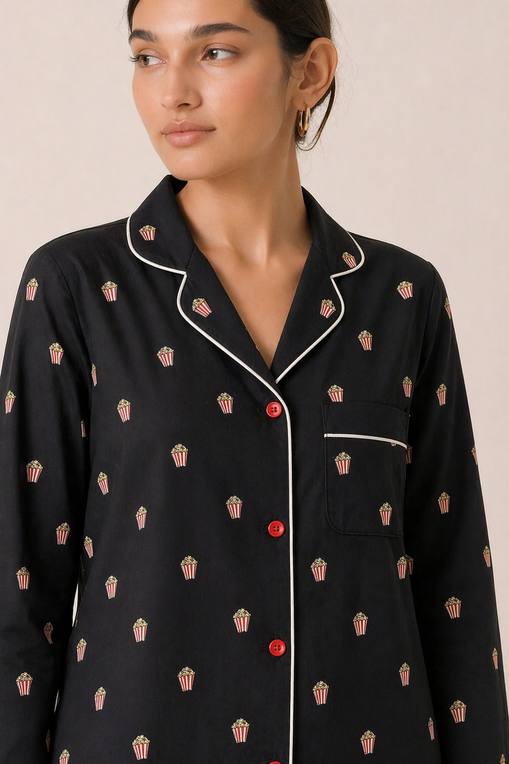 Movie Night Lounge Set Print Long Sleeve Women's Night Suit