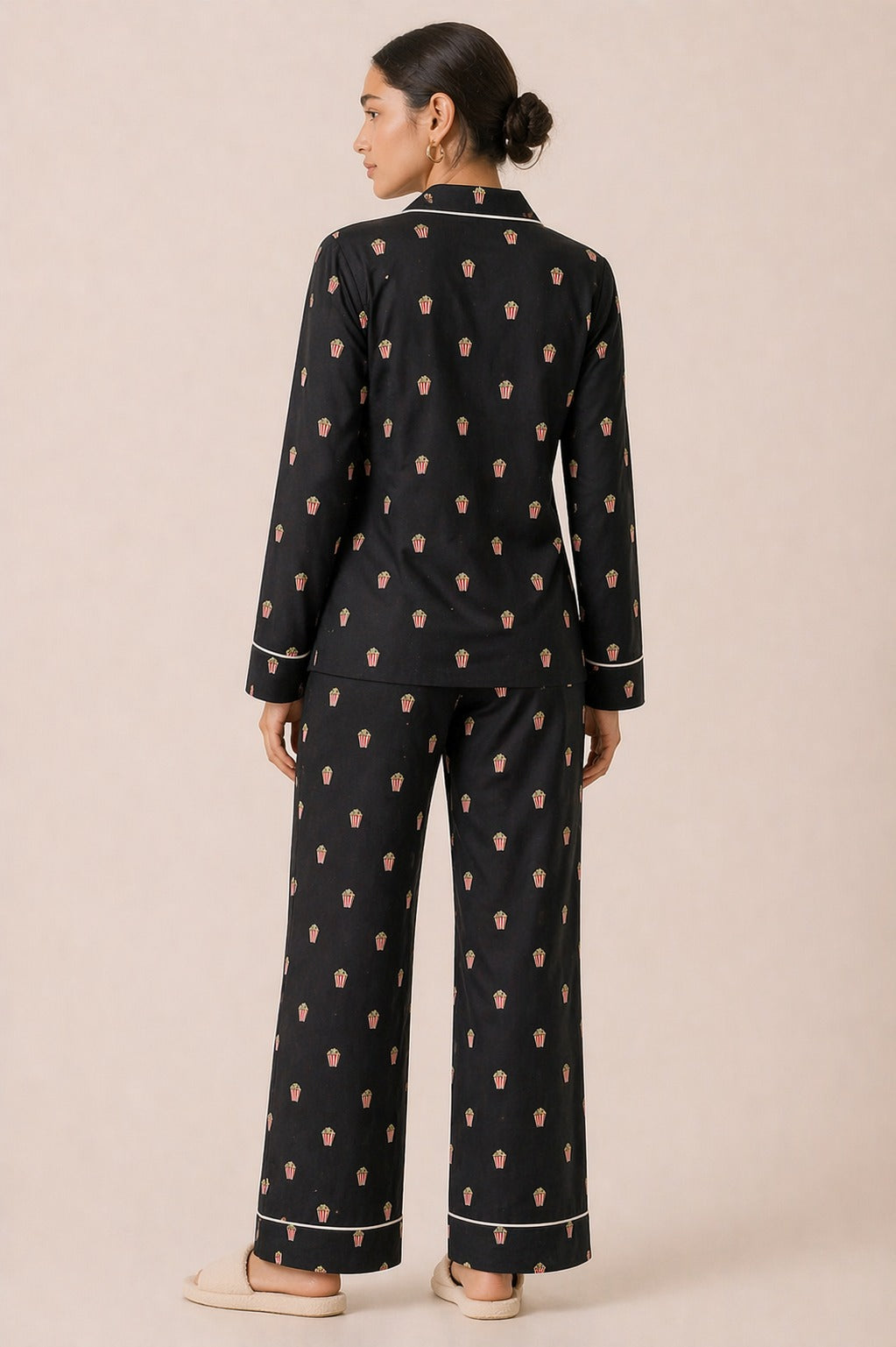 Movie Night Lounge Set Print Long Sleeve Women's Night Suit