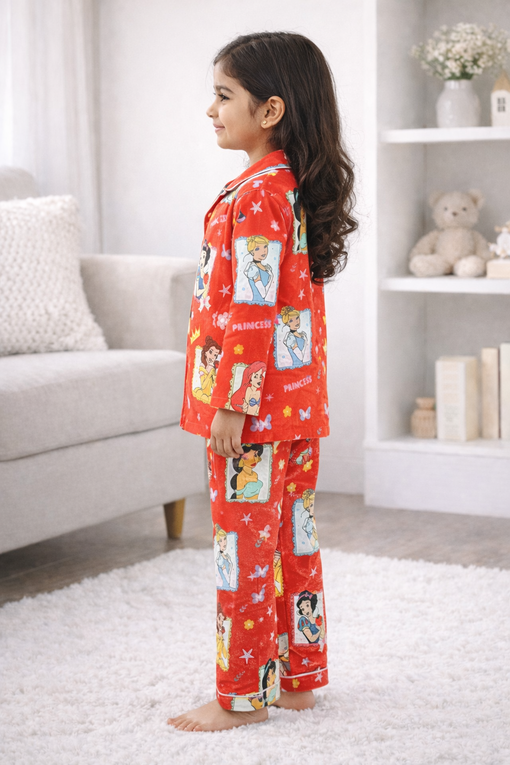 Princess Sparkle Print Long Sleeve Kids Night Suit