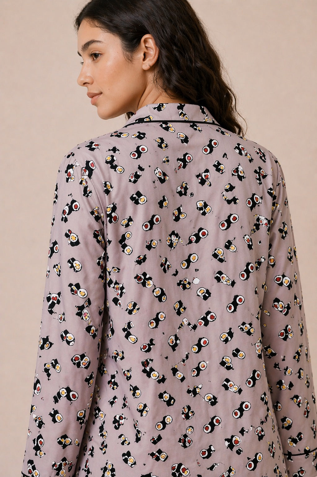 Sushi Delight Sleepwear Print Long Sleeve Women's Night Suit