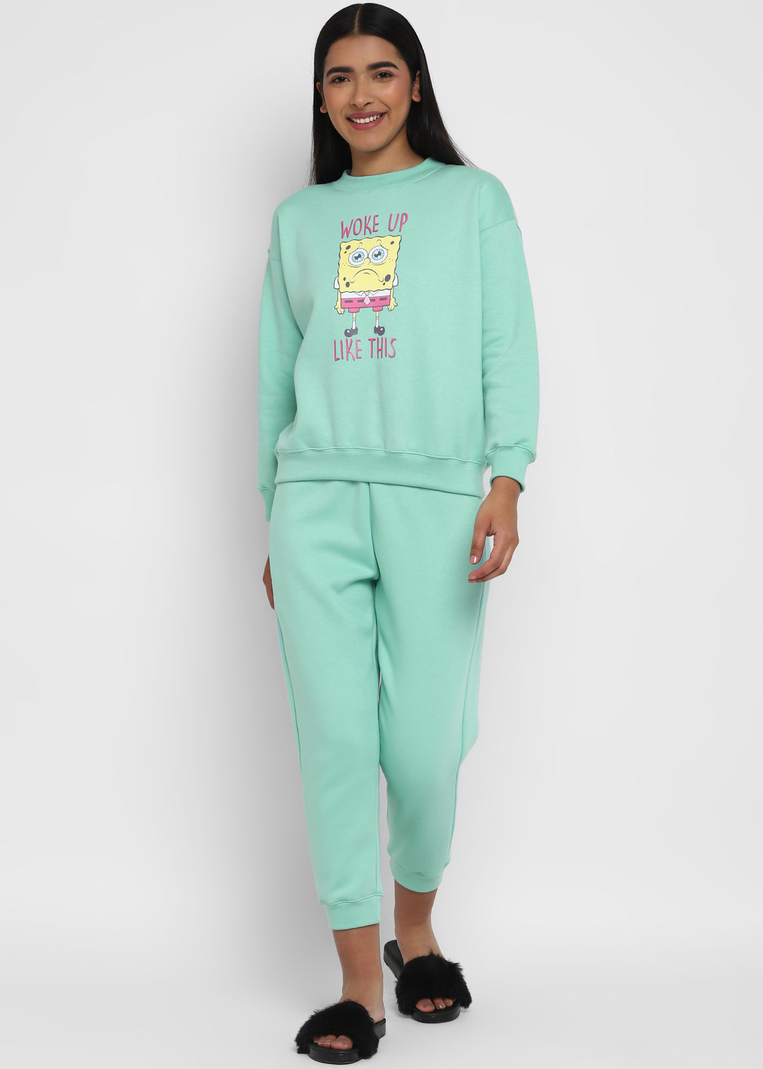 Woke Up Like This Aquamarine Long Sleeve Women's Co-ord Set - Shopbloom