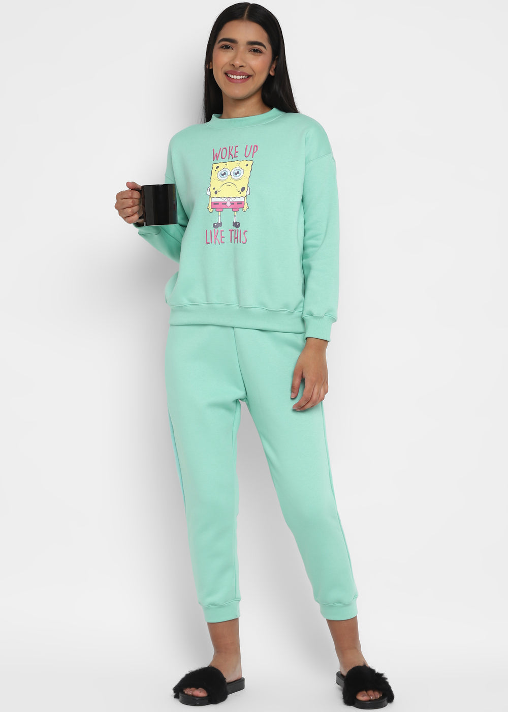 Woke Up Like This Aquamarine Long Sleeve Women's Co-ord Set - Shopbloom