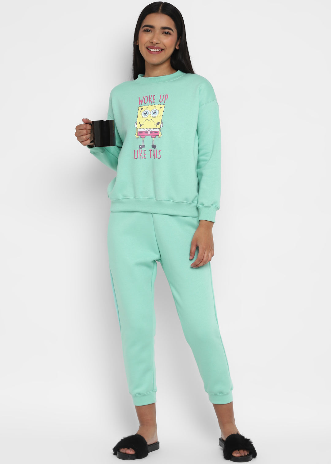 Woke Up Like This Aquamarine Long Sleeve Women's Co-ord Set - Shopbloom