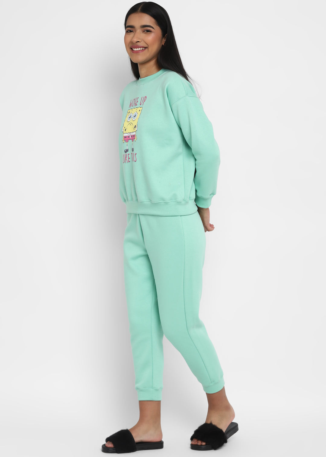 Woke Up Like This Aquamarine Long Sleeve Women's Co-ord Set - Shopbloom