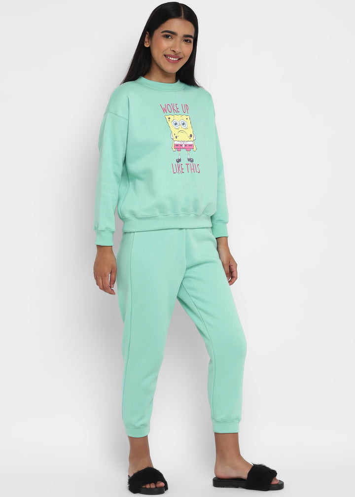 Woke Up Like This Aquamarine Long Sleeve Women's Co-ord Set - Shopbloom