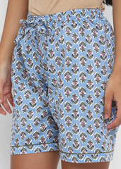 Sage Blue Print Short Sleeve Women's Boxer Set - Shopbloom