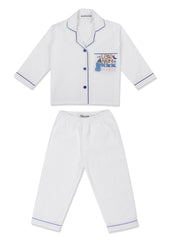 Late Night Drinking Buddy Embroidered Pocket Long Sleeve Kids Night Suit - Shopbloom
