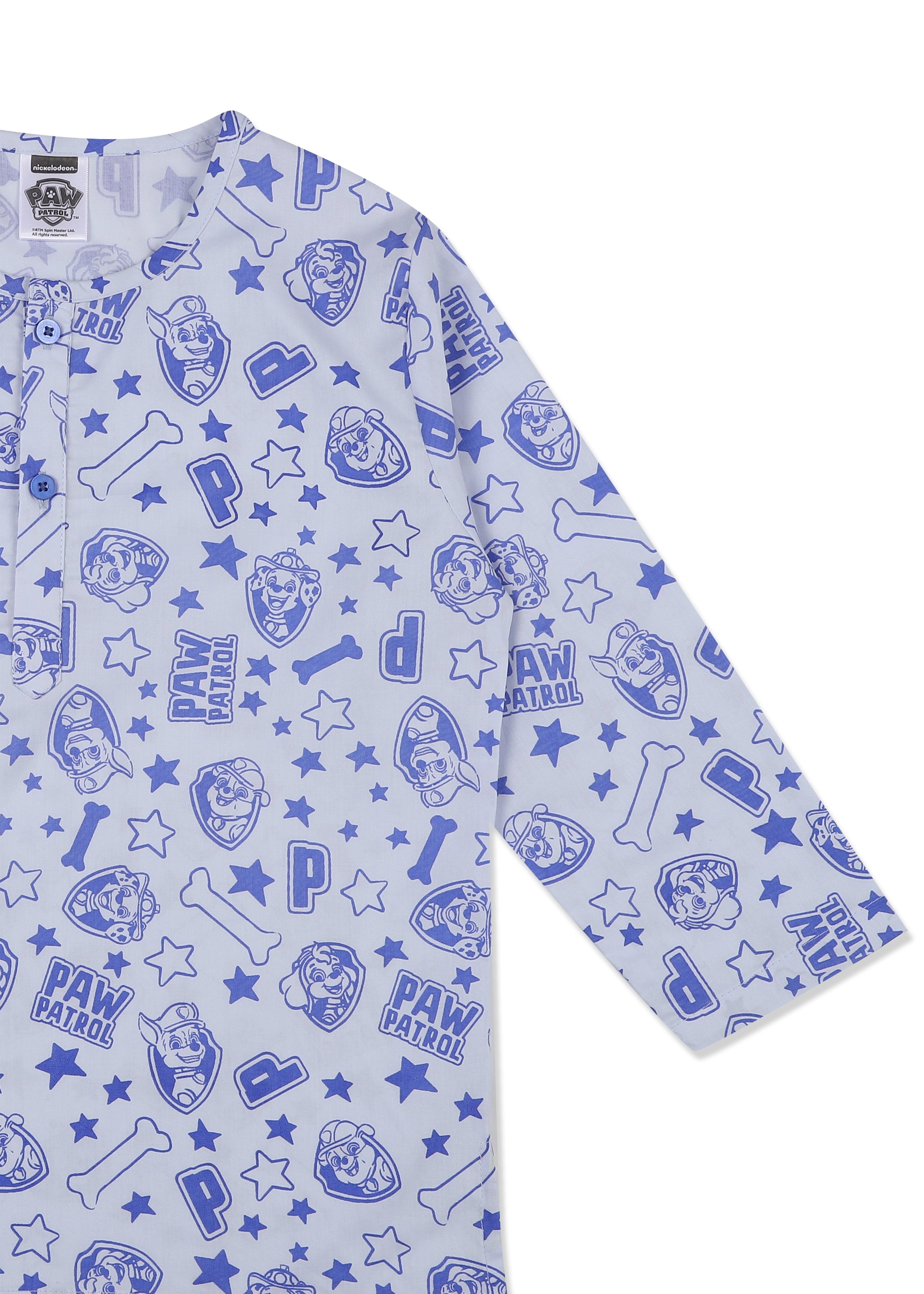Blue Paw Patrol Round Neck Long Sleeve Kids Night Suit - Shopbloom