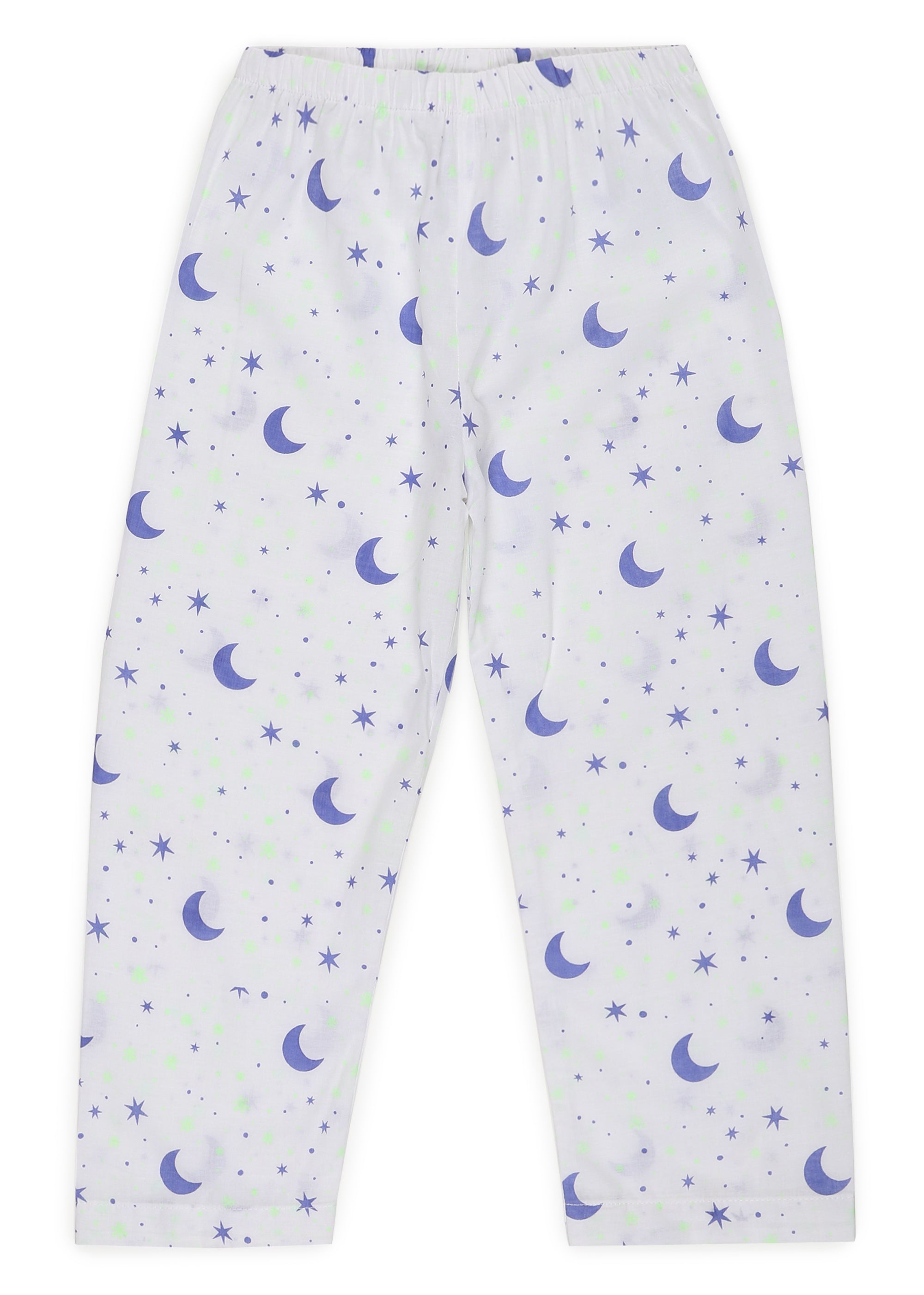 Star And Moon Glow In The Dark Print Round Neck Long Sleeve Kids Night Suit - Shopbloom