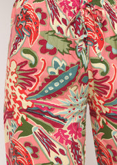 Abstract Flower Print Short Sleeve Women's Night Suit