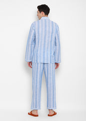 Multi Stripes Print Cotton Men's Night Suit