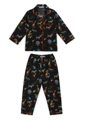 Mixed Animal Print Long Sleeve Kid's Night Suit