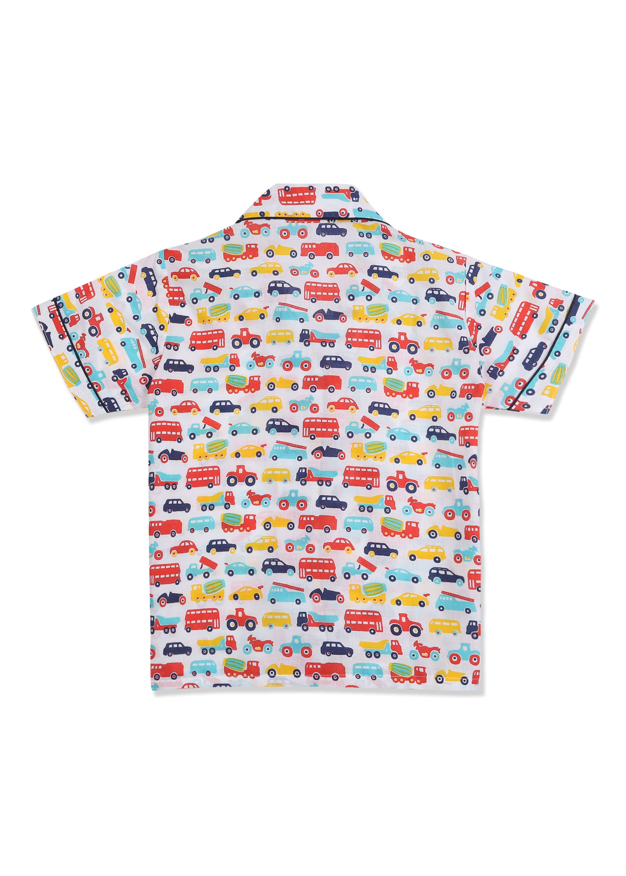Colorful Vehicles Print Short Sleeve Kid's Night Suit