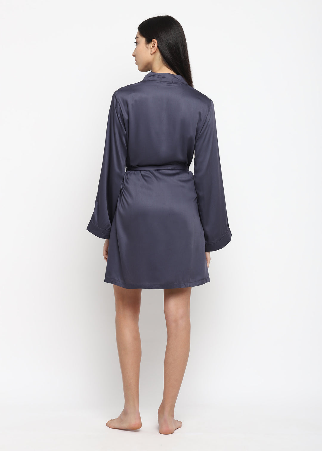 Dark Grey Robe Dark Grey Modal Satin Robe with Tie – Shopbloom