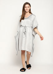 Ultra Soft Light Grey Modal Satin Women's Kaftan Dress - Shopbloom