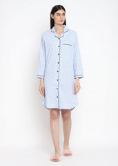 Daisy Print Long Sleeve Women's Sleep Shirt - Shopbloom