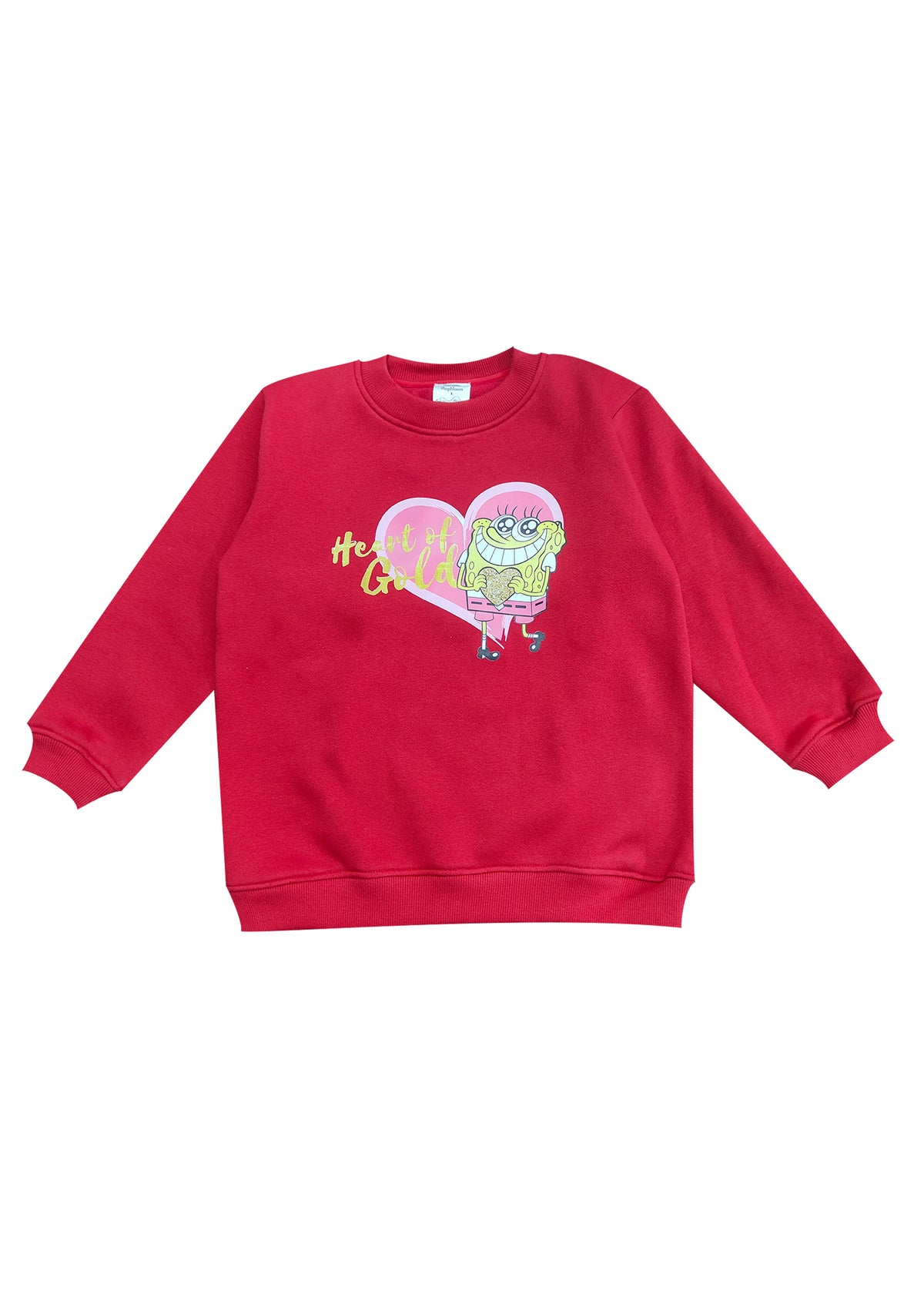 Spongebob Heart Of Gold Print Cotton Fleece Kids Sweatshirt Set - Shopbloom