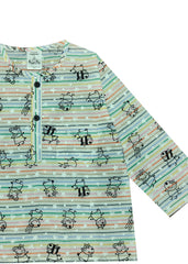 Multicolored Peppa Print Round Neck Long Sleeve Kids Night Suit - Shopbloom