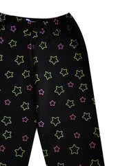 Glow in the Dark Pink Star Print Long Sleeve Kids Night Suit - Shopbloom