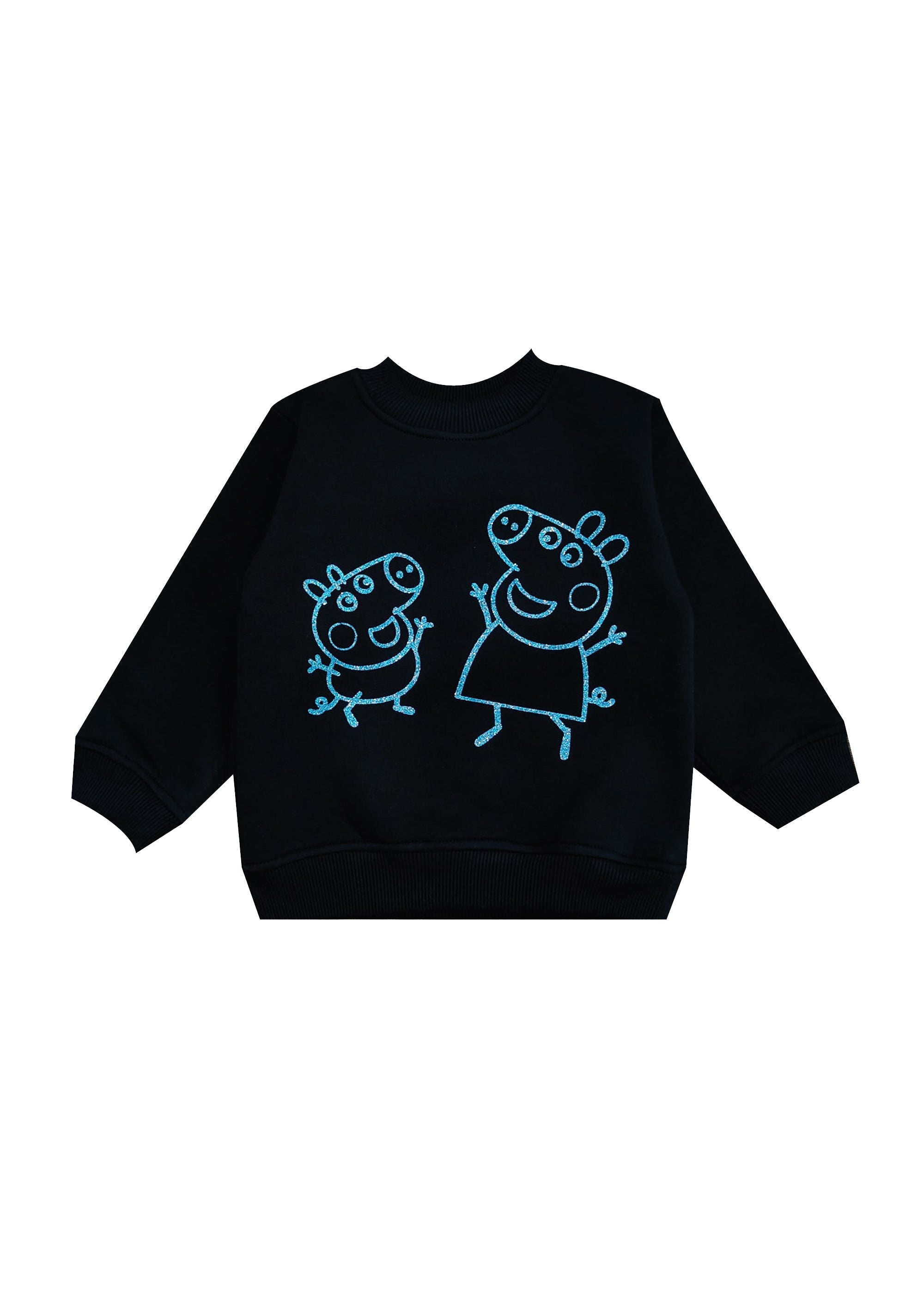 Peppa Blue Glitter Cotton Fleece Kids Sweatshirt Set - Shopbloom