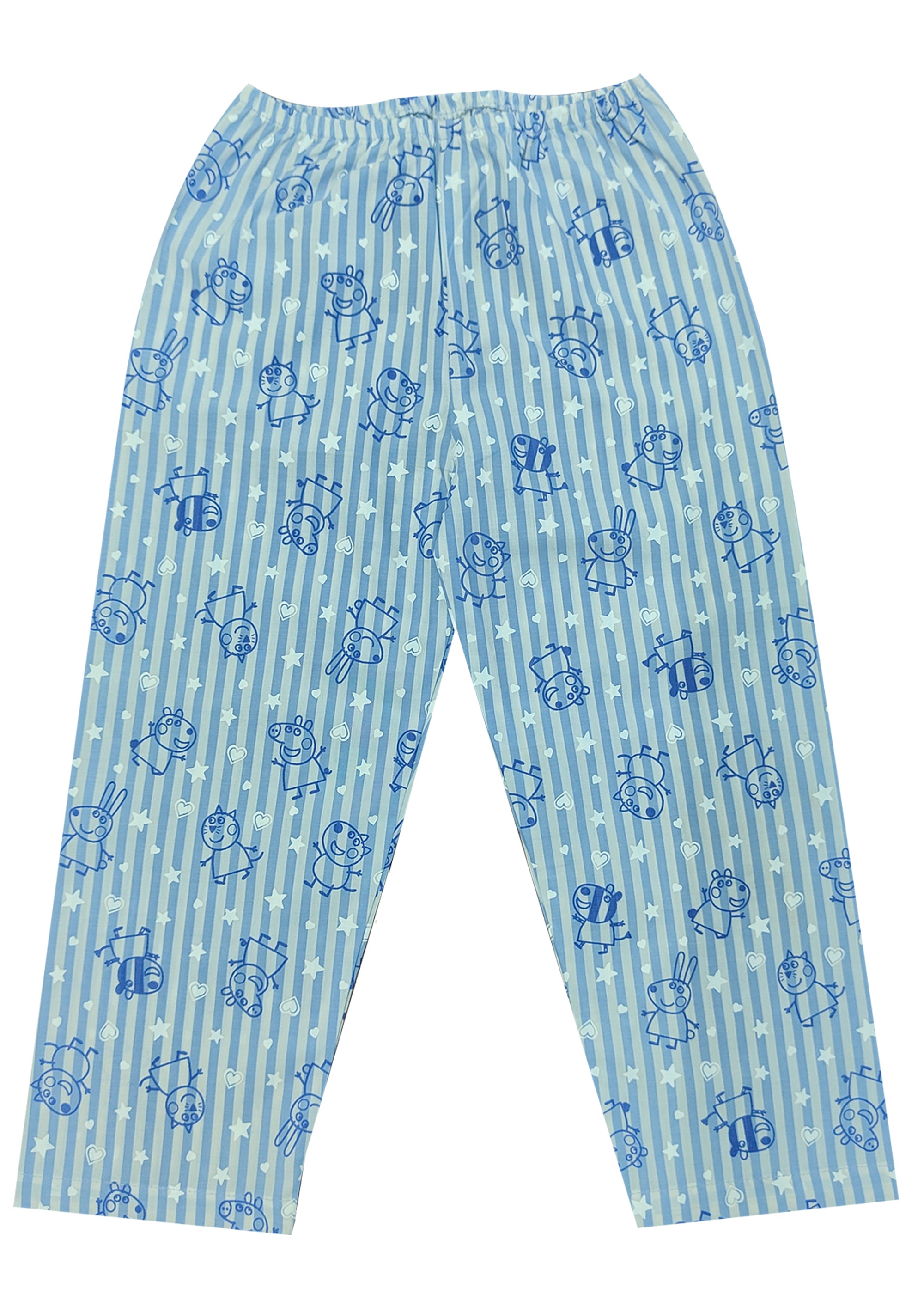 Blue Peppa Print Round Neck Long Sleeve Kids Night Suit - Shopbloom