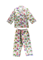 Playful Dino Print Long Sleeve Kids Night Suit - Shopbloom