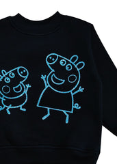 Peppa Blue Glitter Cotton Fleece Kids Sweatshirt Set - Shopbloom