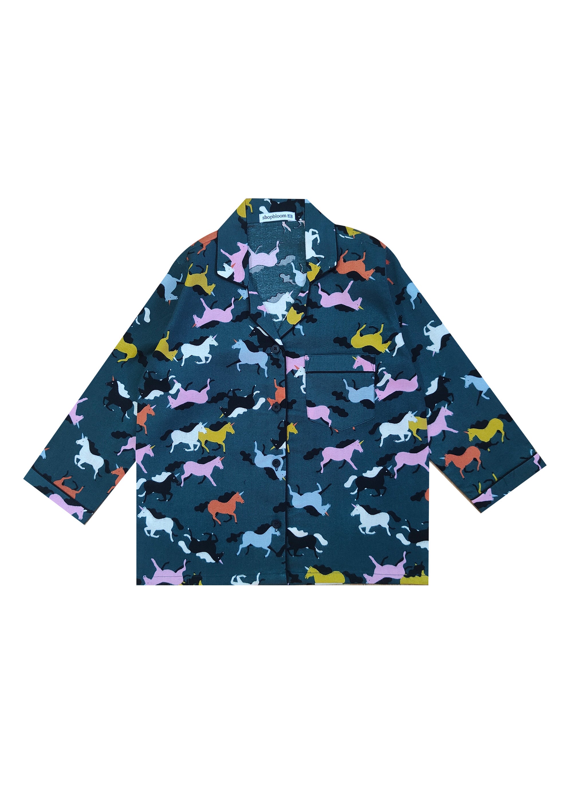 Mixed Unicorn Print Cotton Flannel Long Sleeve Kid's Night Suit - Shopbloom