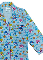Baby Shark Water Print Long Sleeve Kids Night Suit - Shopbloom