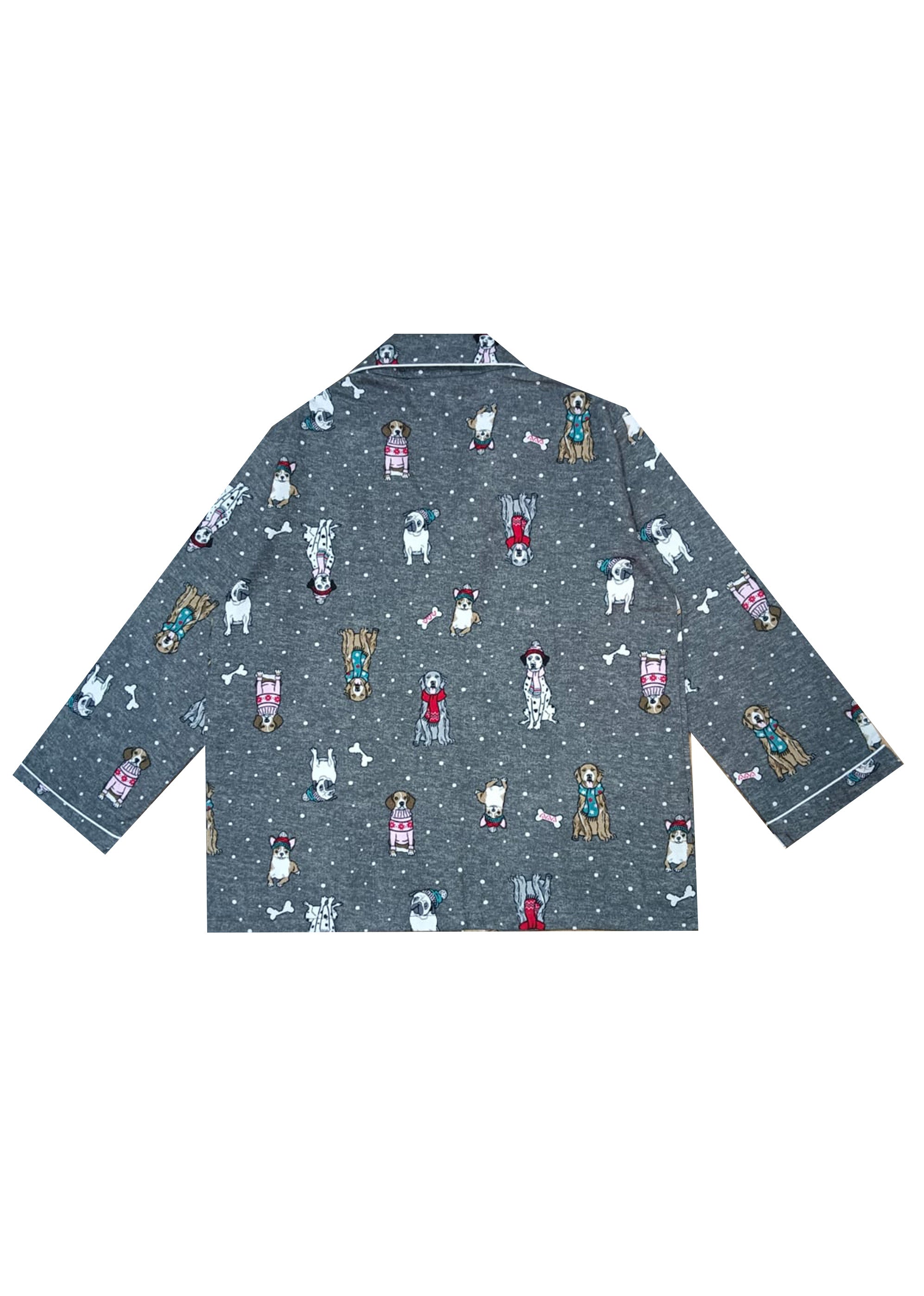Mixed Dogs Print Cotton Flannel Long Sleeve Kid's Night Suit - Shopbloom