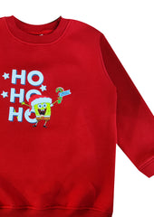 Spongebob Ho Ho Ho Christmas Print Cotton Fleece Kids Sweatshirt Set - Shopbloom