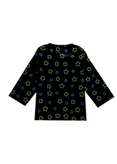 Glow in the Dark Blue Star Print Round Neck Long Sleeve Kids Night Suit - Shopbloom