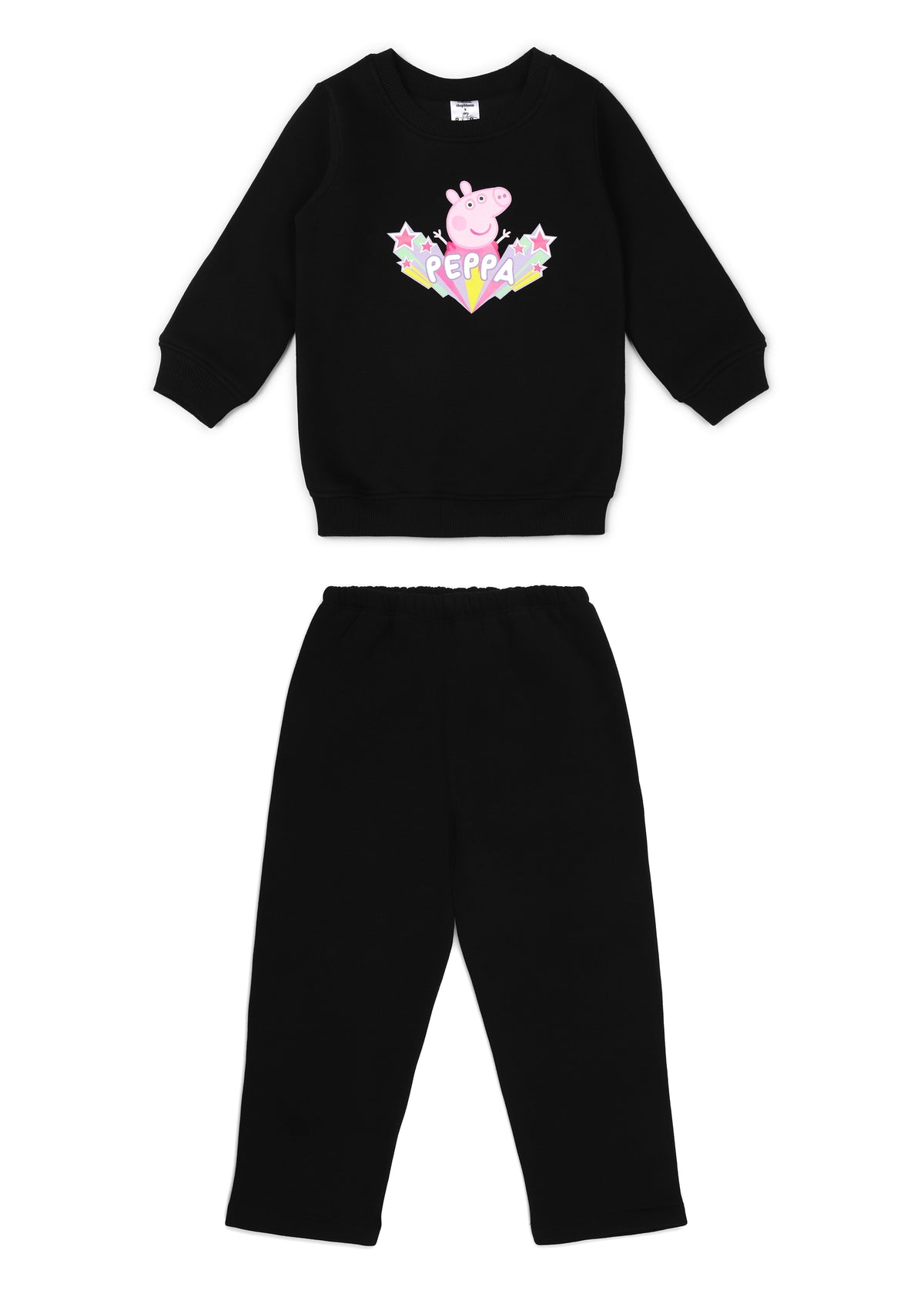 Peppa Pig Black Print Cotton Fleece Kids Sweatshirt Set - Shopbloom