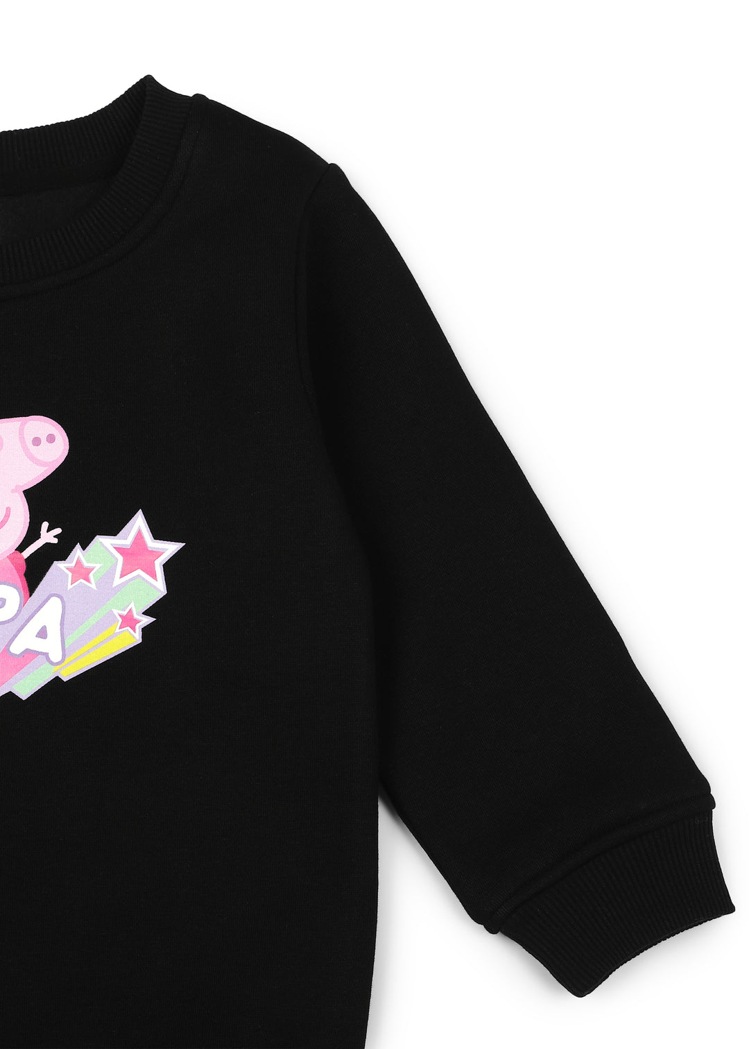 Peppa Pig Black Print Cotton Fleece Kids Sweatshirt Set - Shopbloom
